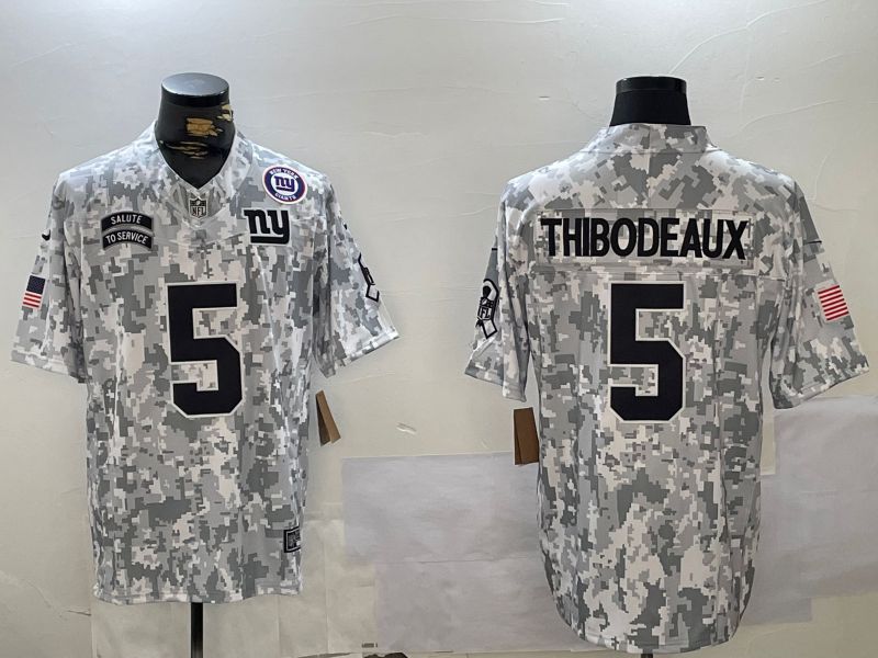 Men New York Giants #5 Thibodeaux Nike Arctic Camo 2024 Salute to Service Limited NFL Jersey style 2